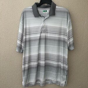 Men’s Ben Hogan Golf Polo Style, White/Gray Stripes, XL
